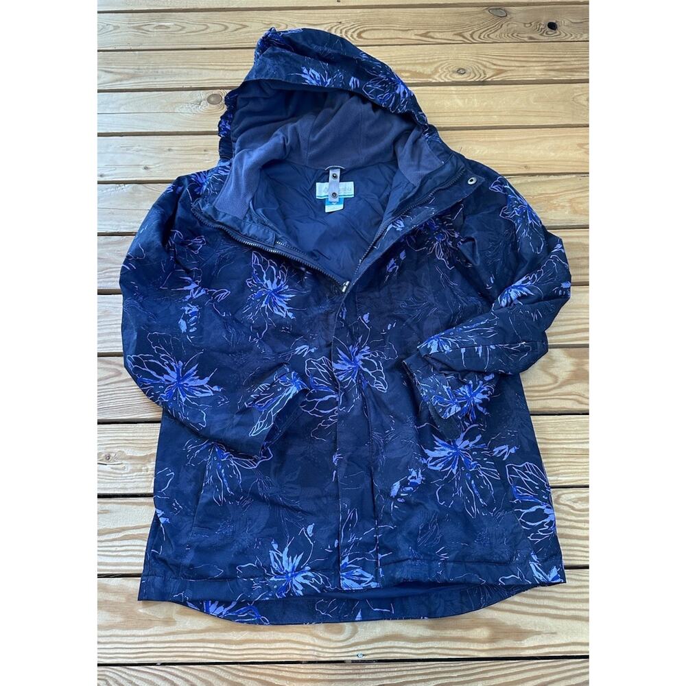 Columbia Hooded Snow Jacket Coat Size Large Girls Navy Full Zip